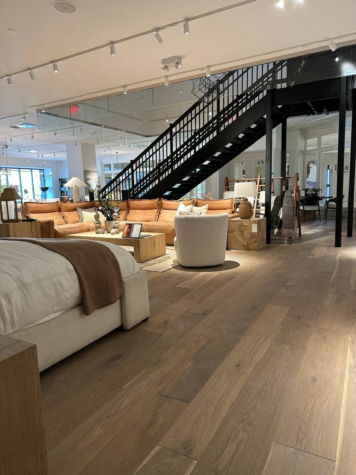 Hardwood under a floating stair